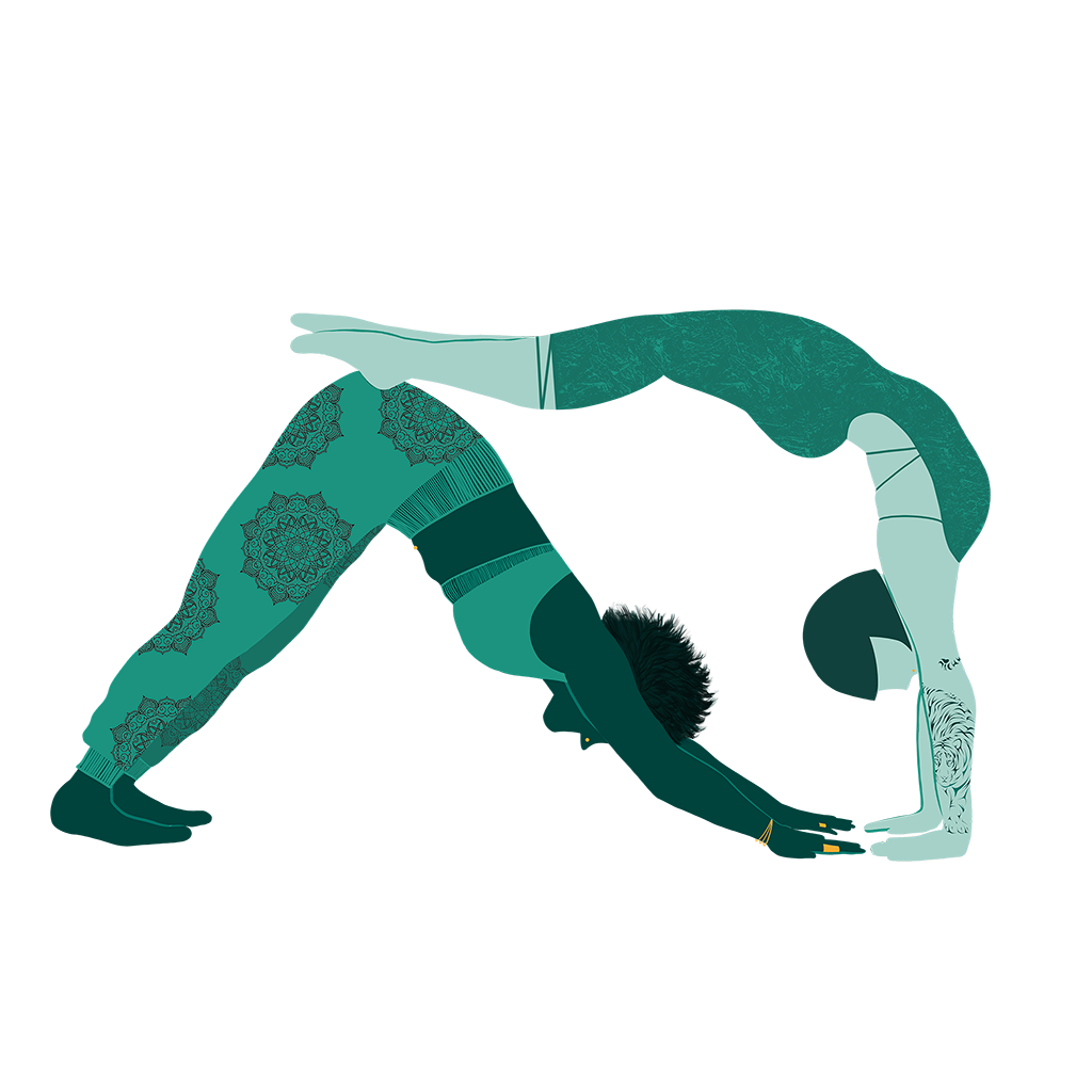 AcroYoga_AshtangiNomad Une illustration d'Ashtangi Nomad deux filles en acroYoga