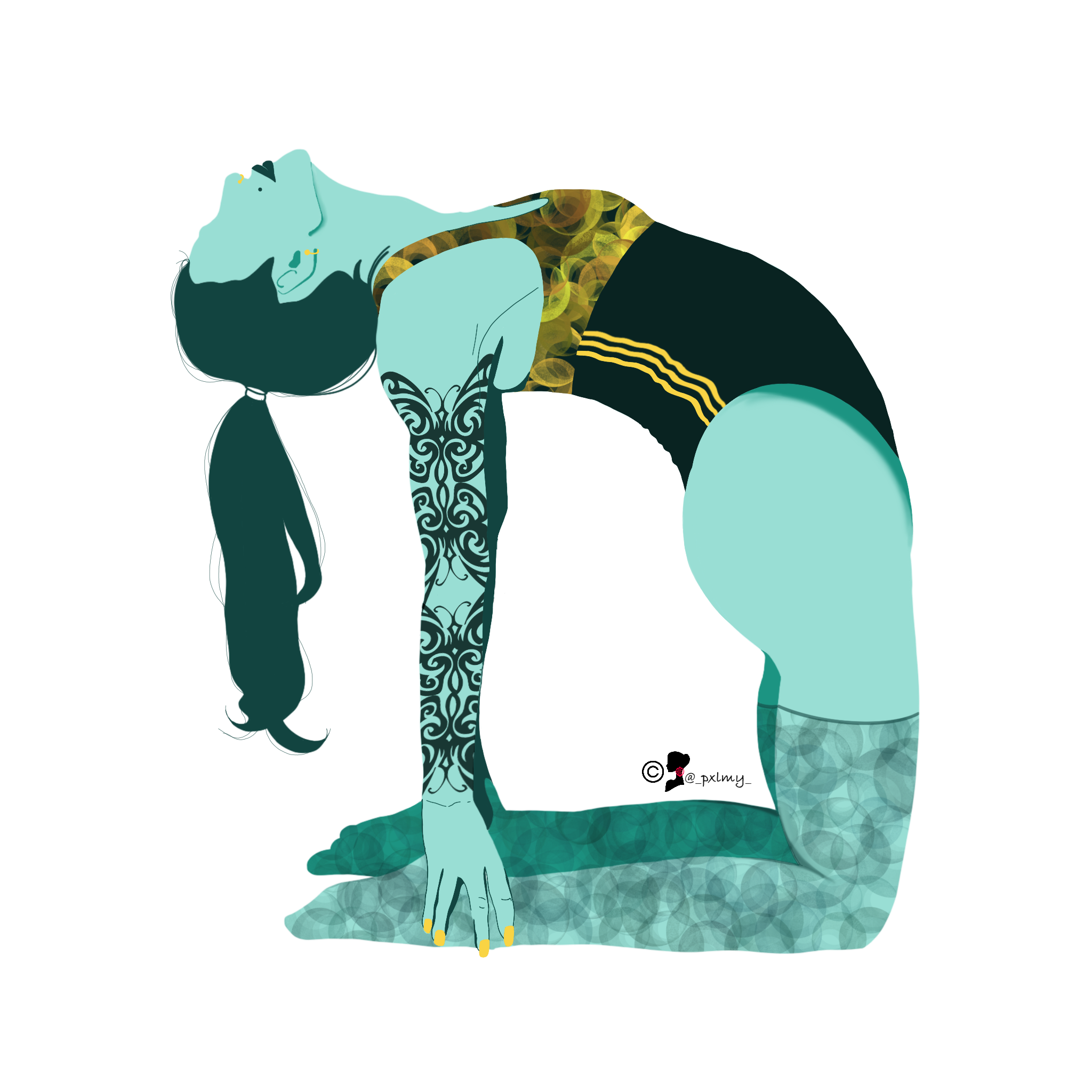 Ashtanginomad Camel Une illustration d'Ashtangi Nomad Posture du chameau